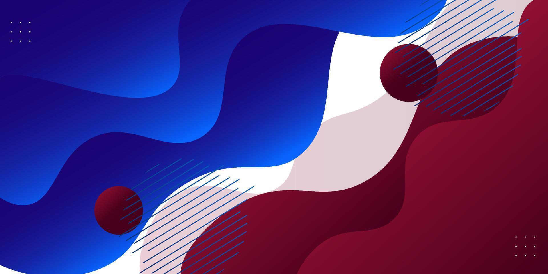Blue and red geometric business banner design. Creative banner design with wave and circle shape as template. Simple design on white horizontal banner. eps10 vector