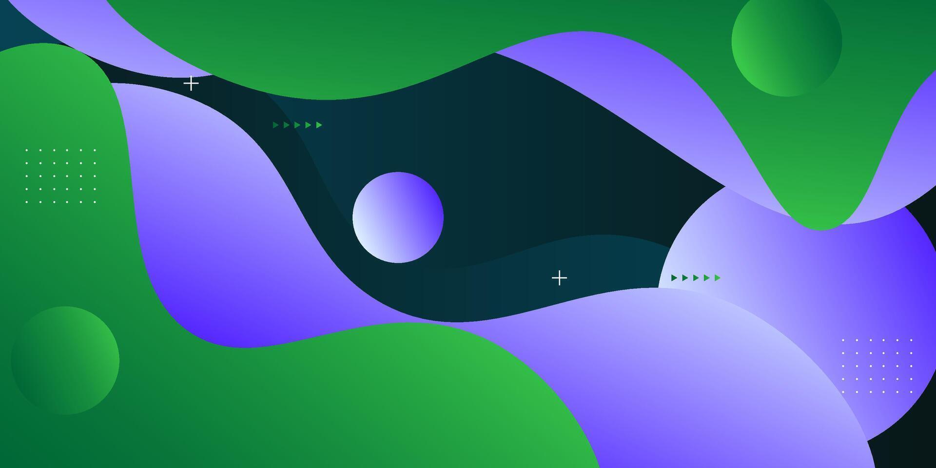 Blue and green geometric business banner design. Creative banner design with wave and circle shape as template. Simple design on horizontal banner. Eps10 vector