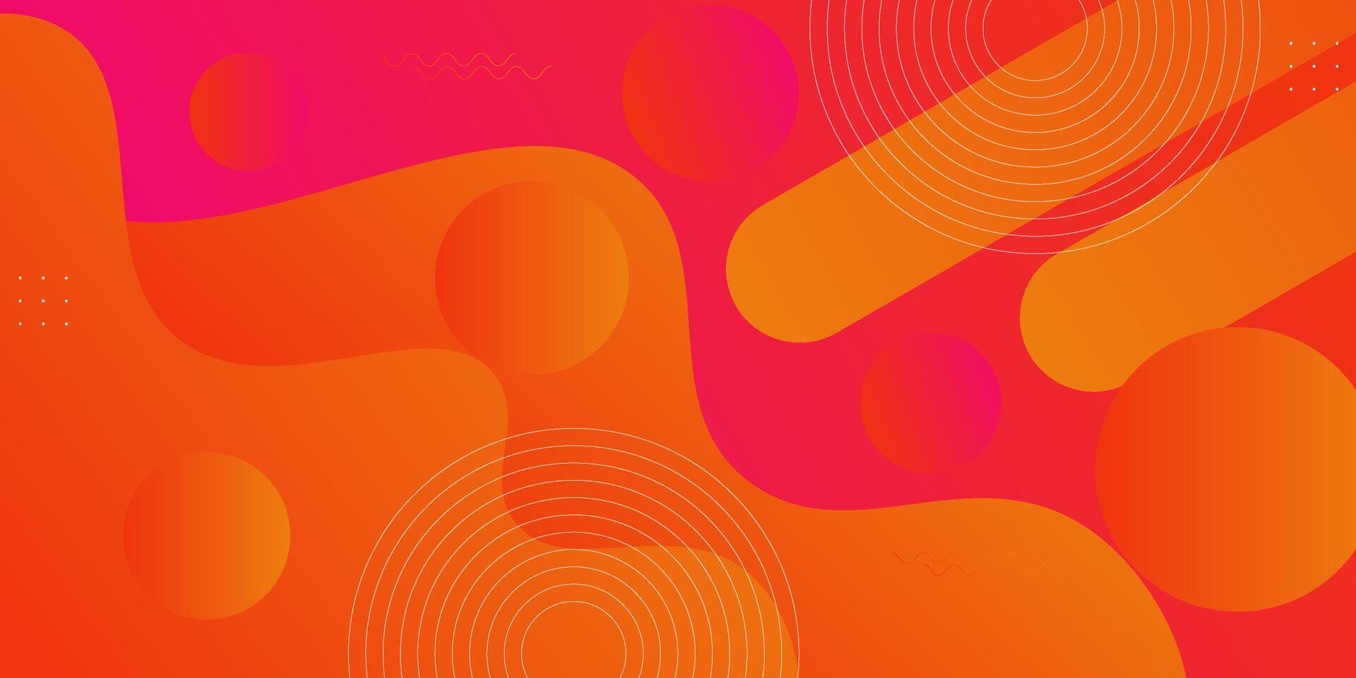 Orange gradient wave background with geometric curved shape elements. Colorful orange wave design. Simple elegant concept on pink background. eps10 vector