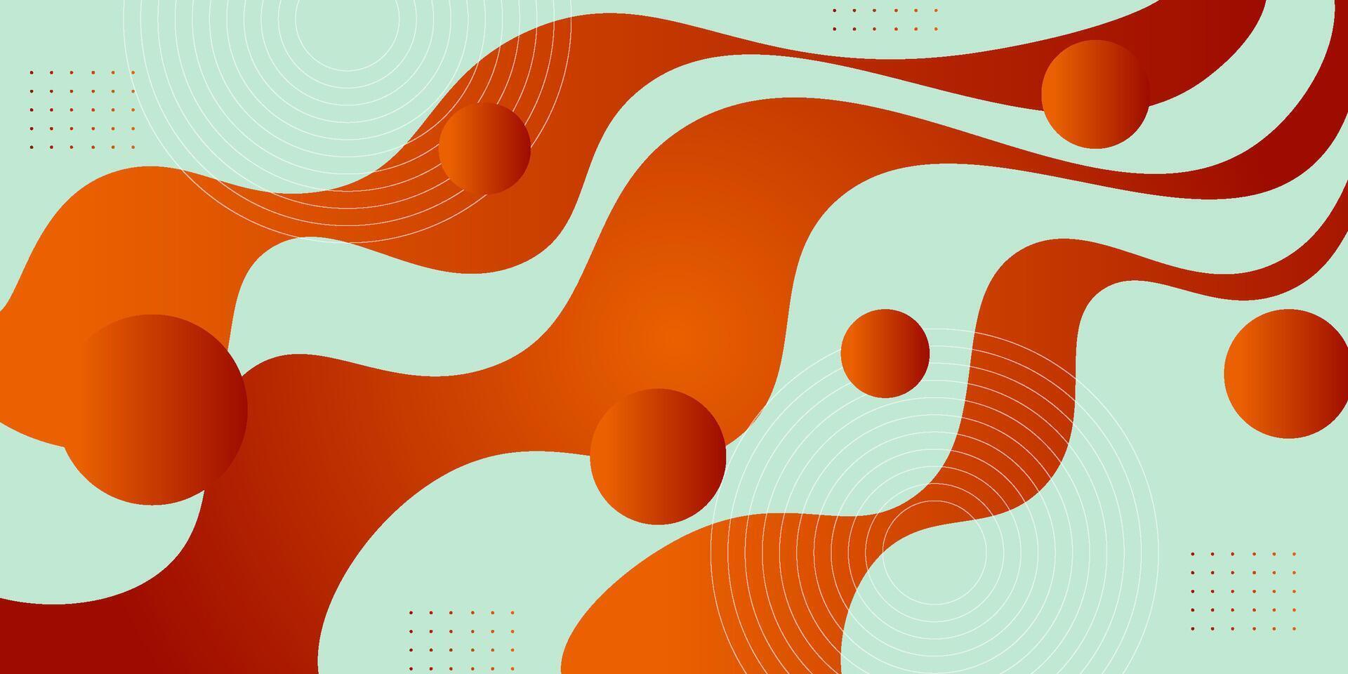 Orange and green gradient geometric business banner design. Creative banner design with wave and circle shape as template. Simple design on horizontal banner. Eps10 vector