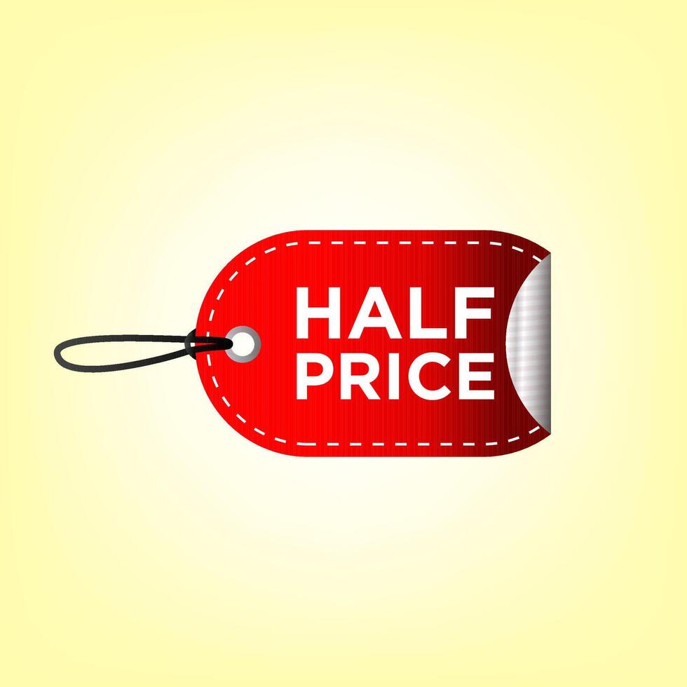 Stylist half price label, design template vector