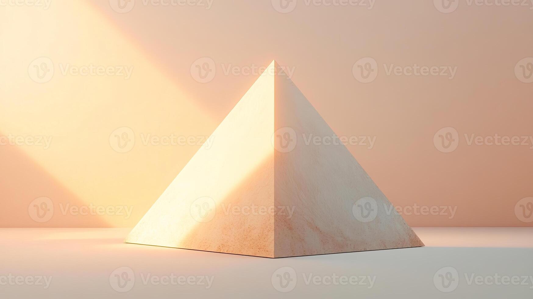 A pyramid with a light shining on it photo