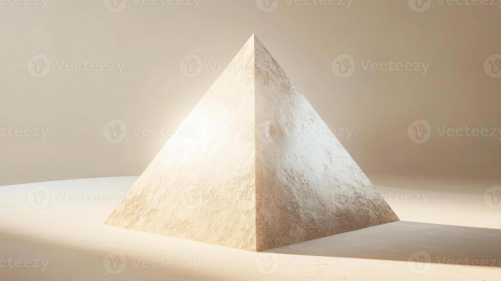 A pyramid shaped object with a light shining on it photo