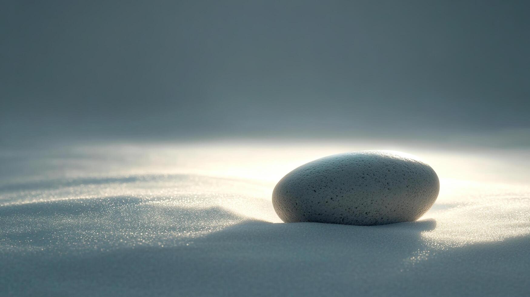 A white egg sitting in the snow photo