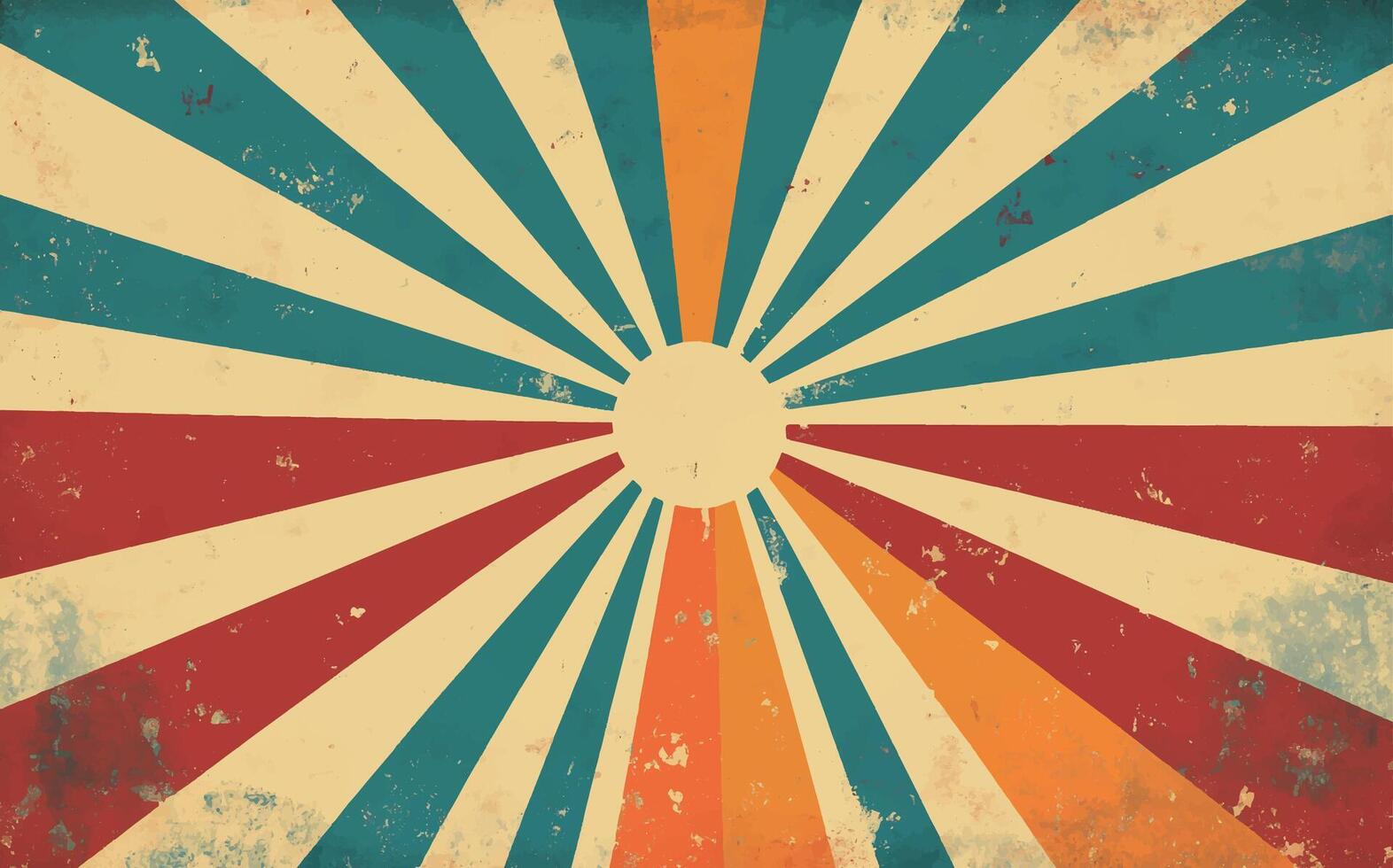 Retro grunge background with sunburst vector