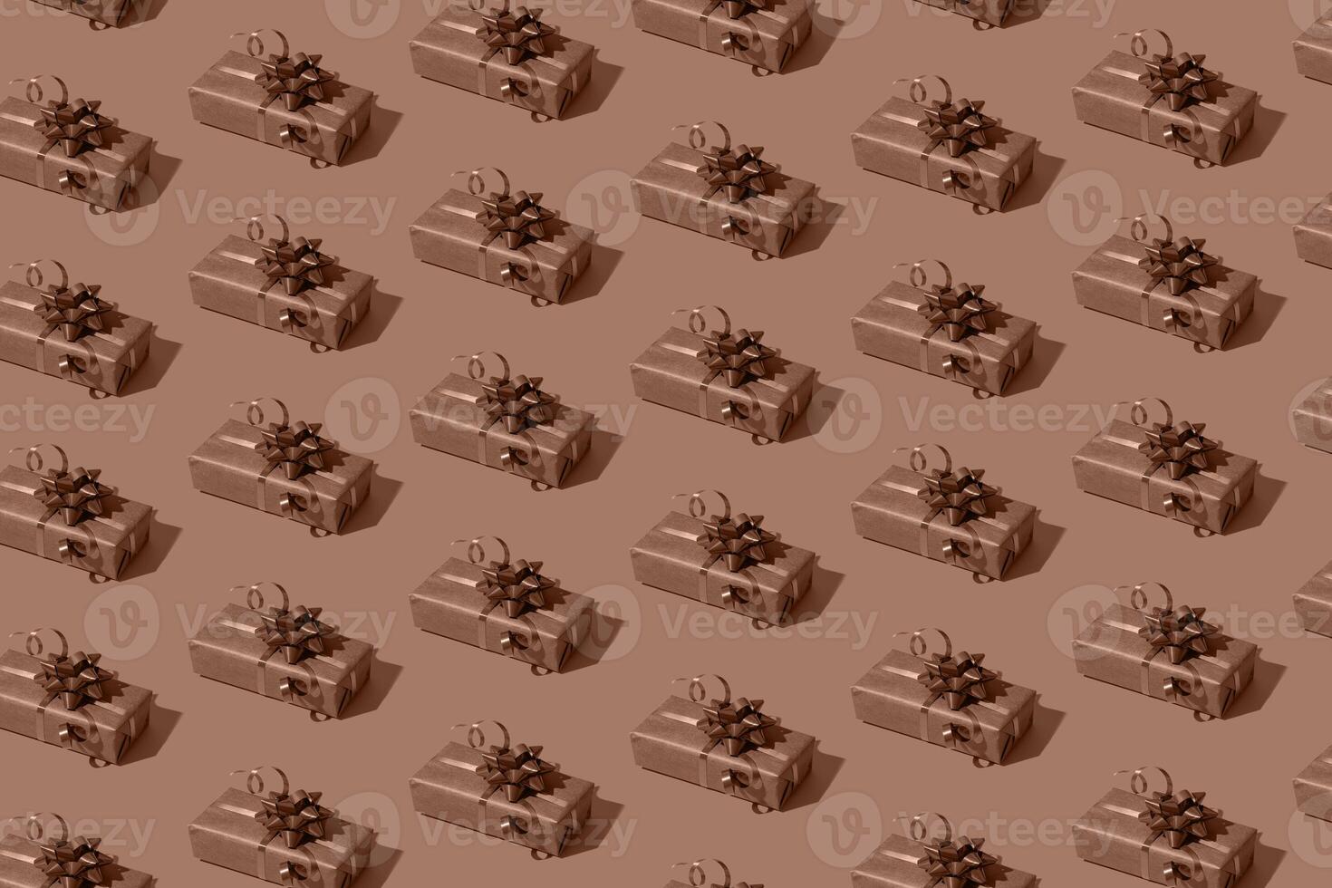 Pattern made from gift boxes mocha mousse trendy 2025 new year colour photo