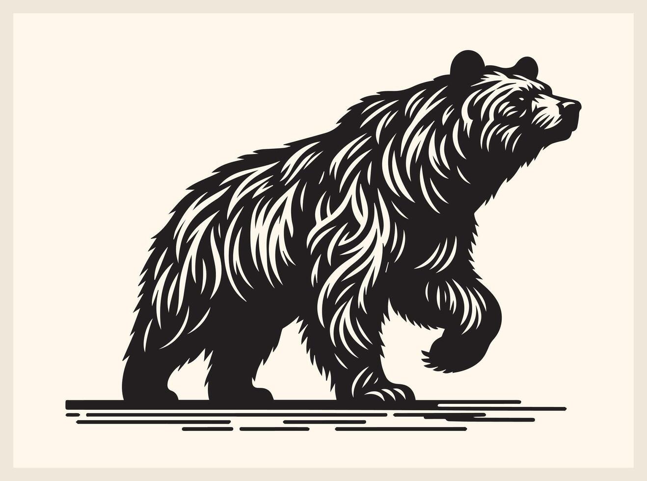 Detailed Wild Bear Silhouette with Sharp Features vector