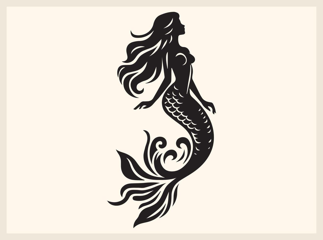 Dreamy Mermaid Silhouette for Fantasy and Fairy Tale Themes vector