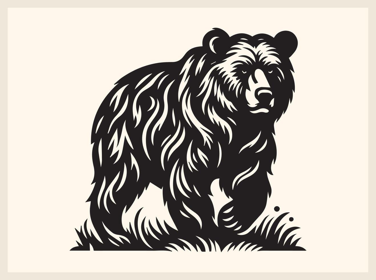 Wild Bear Silhouette with Strong Presence in Nature vector