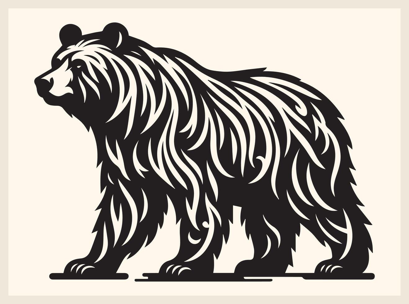 Majestic Wild Bear Silhouette in a Powerful Stance vector