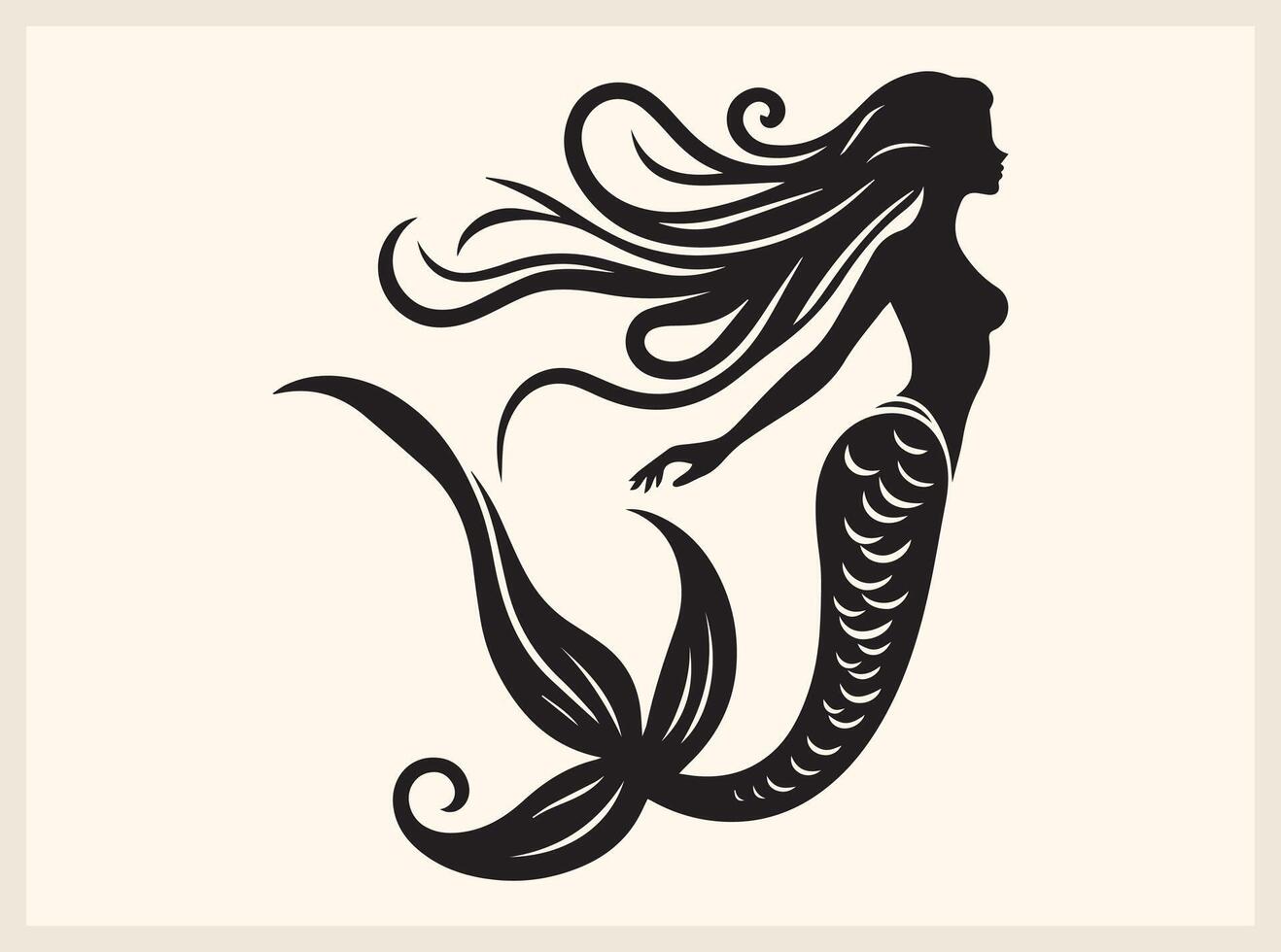 Mystical Mermaid Silhouette with a Glowing Aura vector
