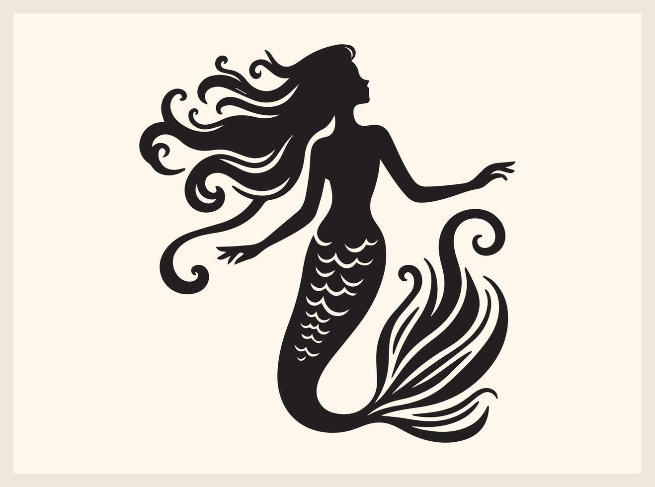 Whimsical Mermaid Silhouette for Ocean and Beach Projects vector