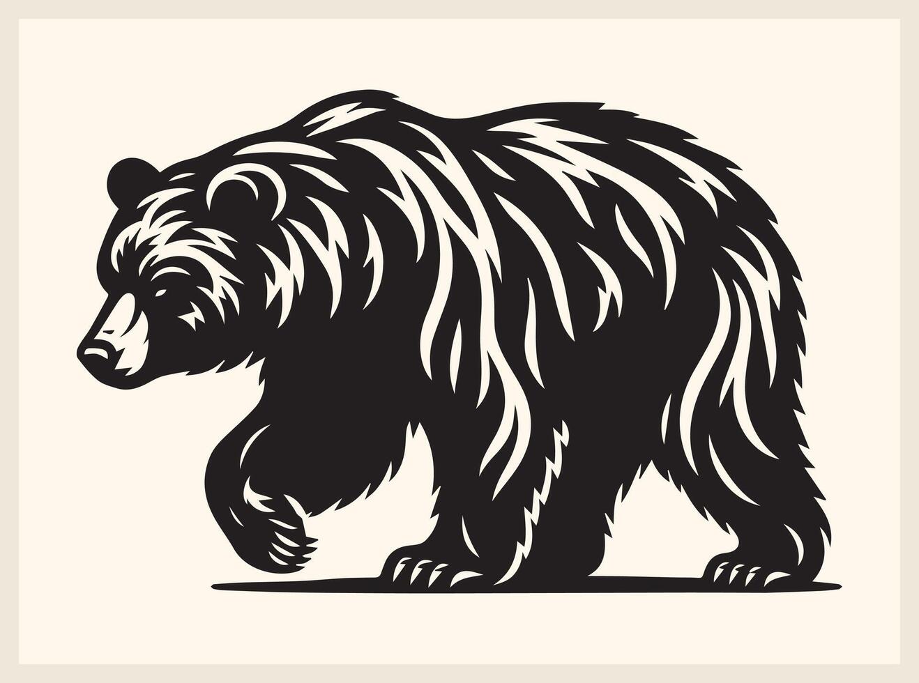 Black Wild Bear Silhouette for Rugged Art Designs vector