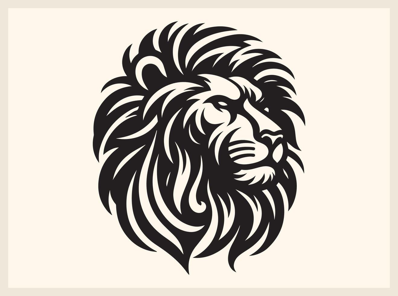 Majestic Lion Face Silhouette with Fierce Expression vector