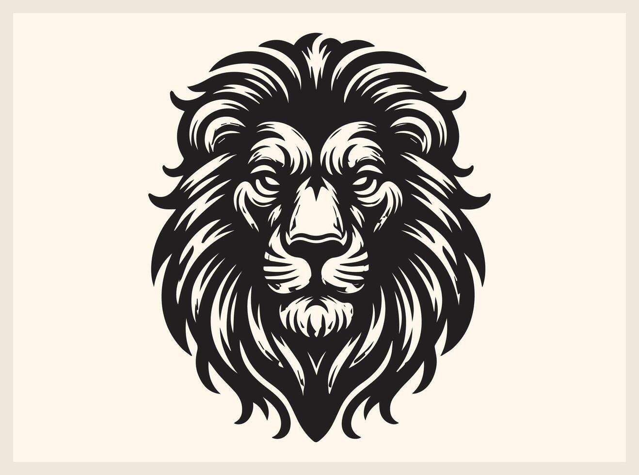 Lion Face Silhouette Symbolizing Strength and Power vector
