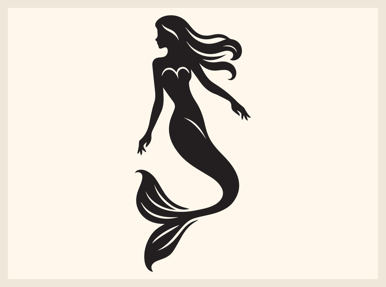 Classic Mermaid Silhouette Swimming Through Coral Reefs vector
