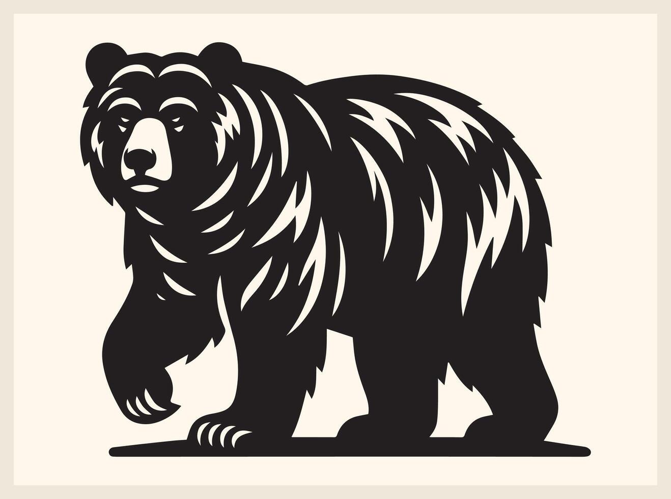 Wild Bear Silhouette Walking Through the Forest vector