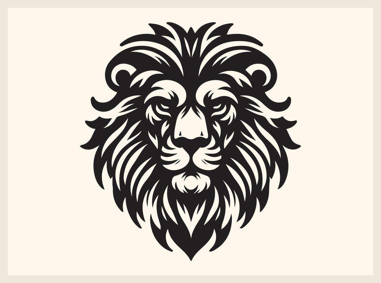 Bold Lion Face Silhouette with Sharp Details vector