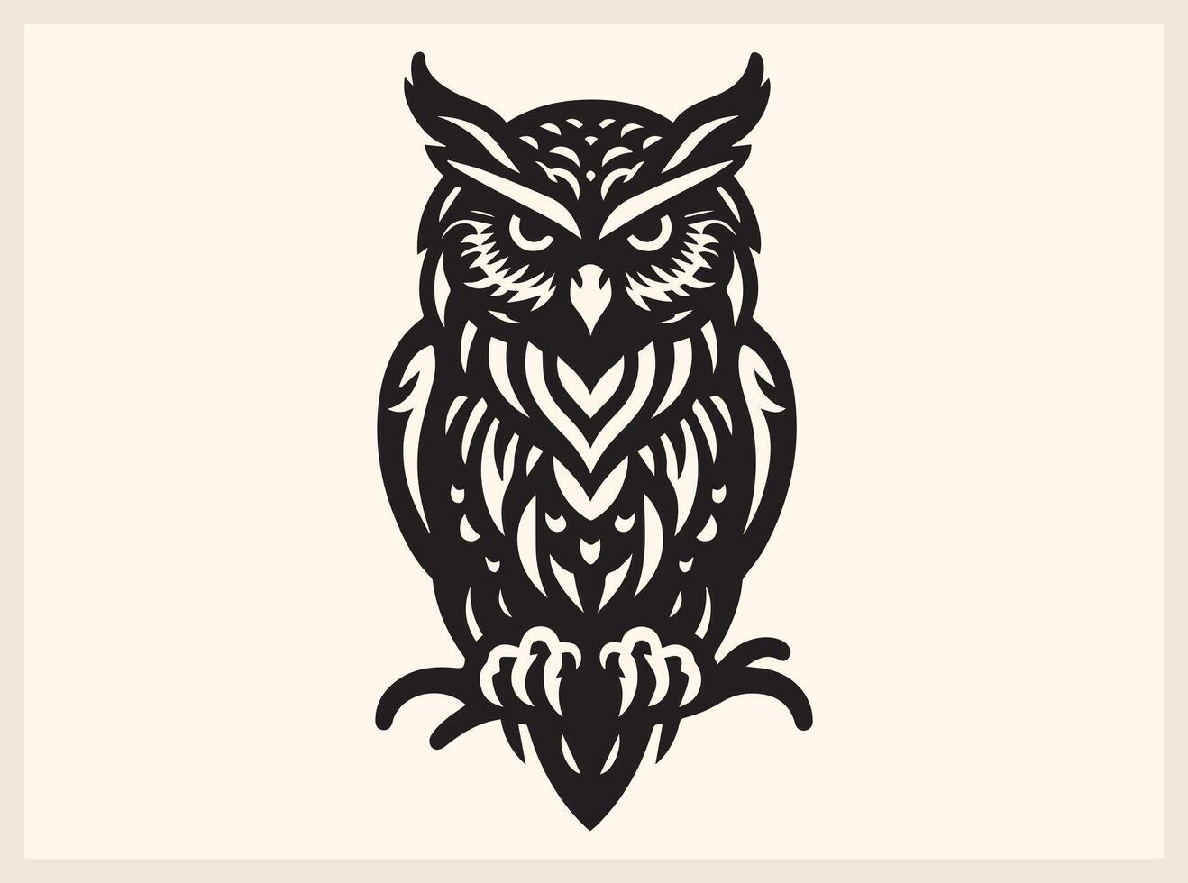 Night Owl Silhouette Perched Under the Moonlight vector