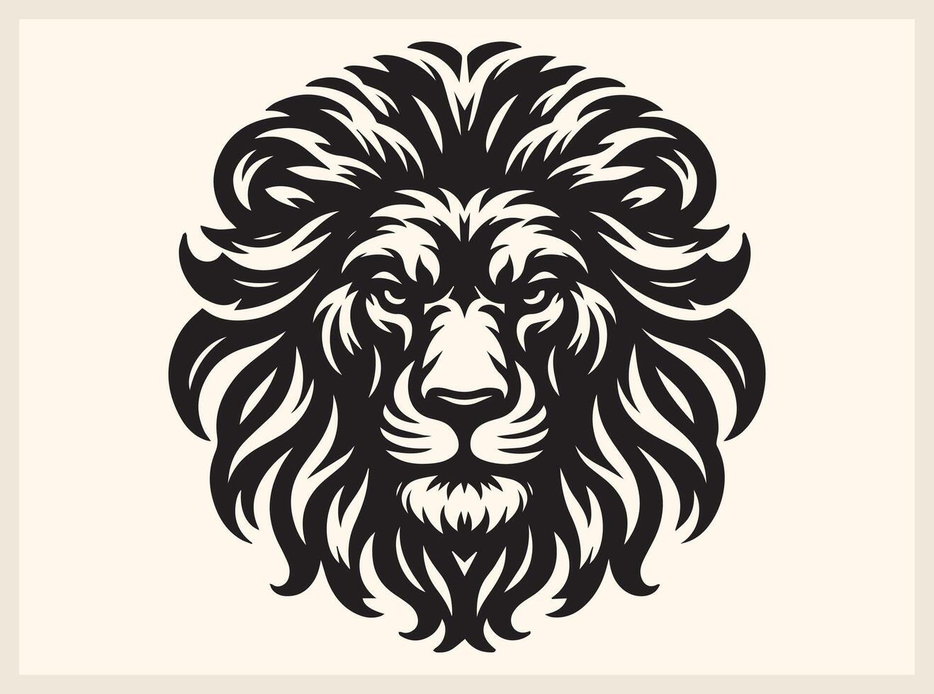 Stunning Lion Face Silhouette with Flowing Mane vector