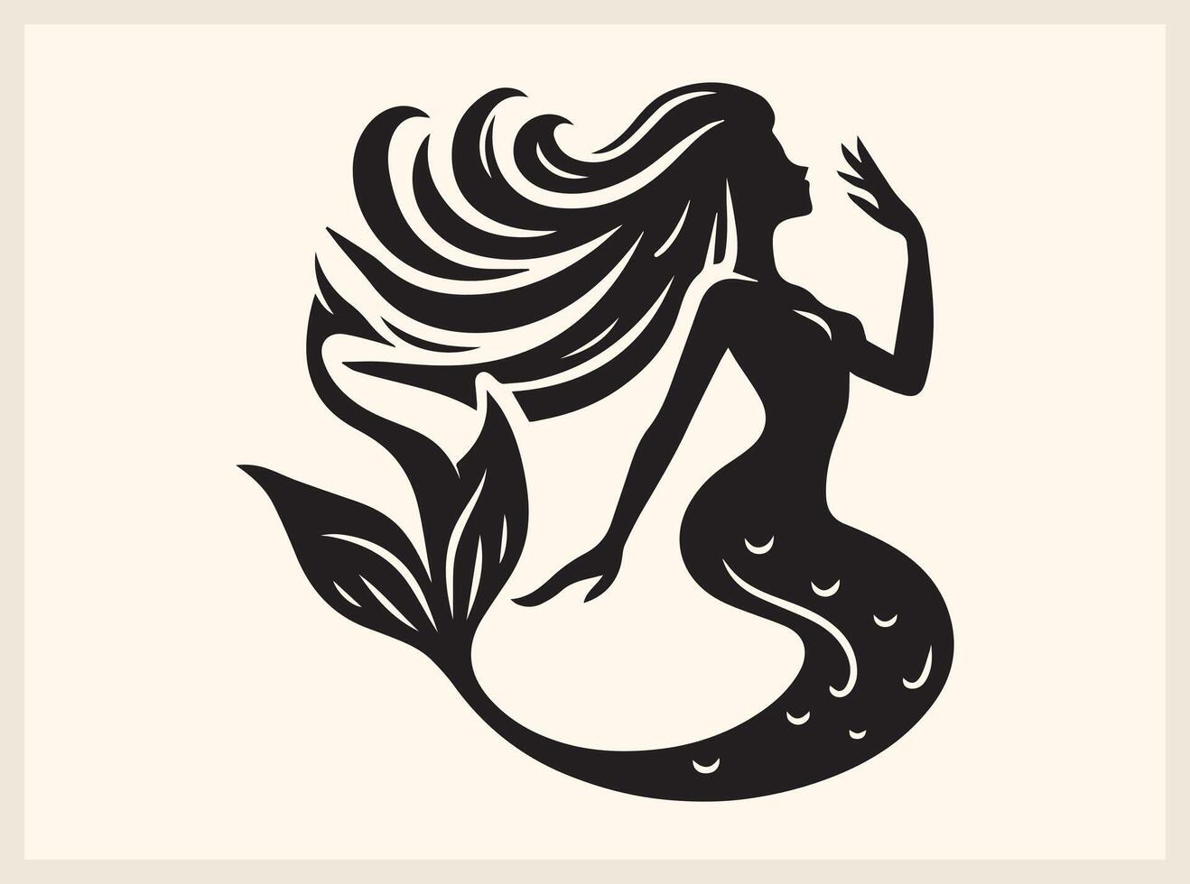 Beautiful Mermaid Silhouette in a Graceful Pose vector