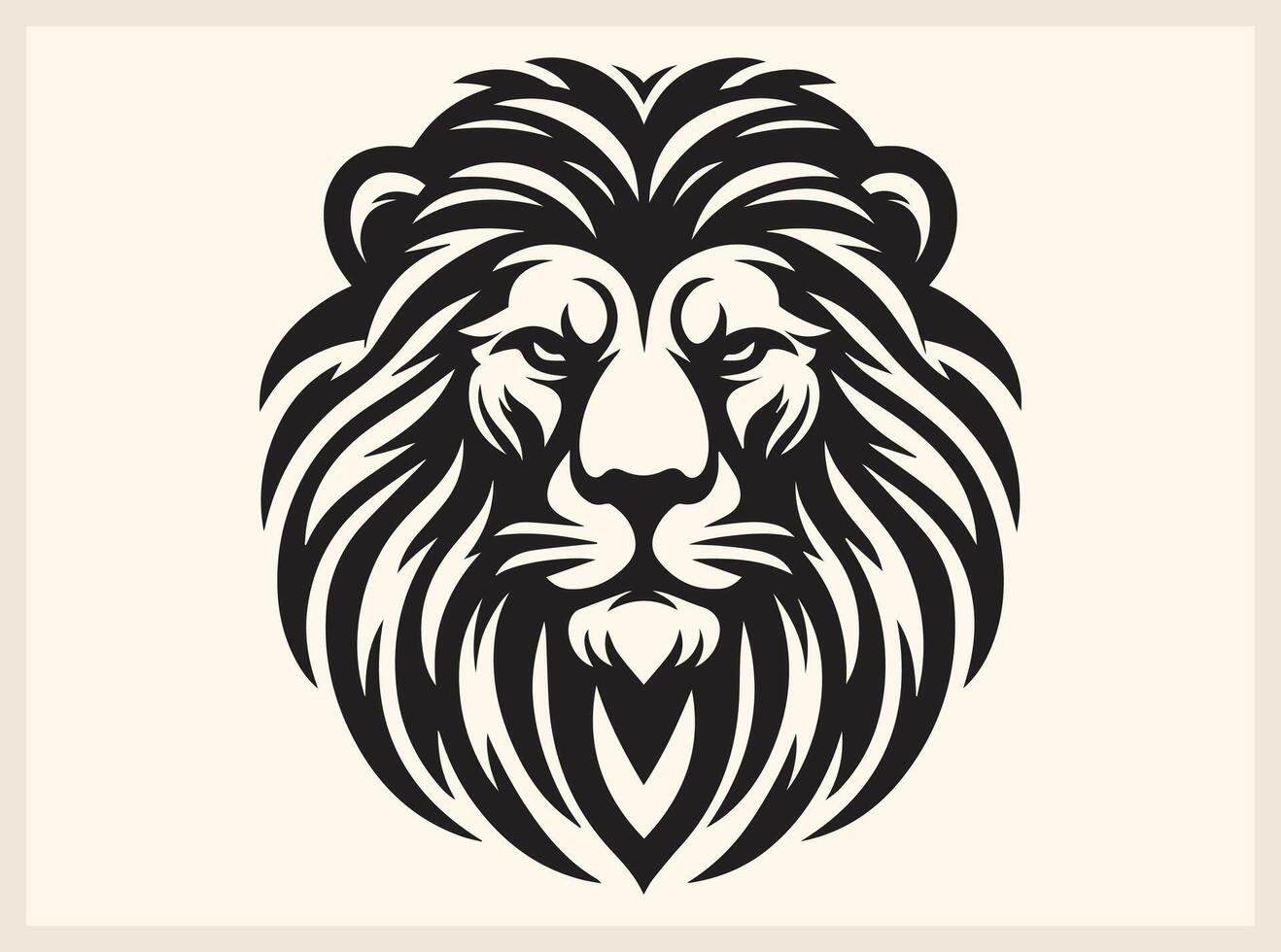 Black Lion Face Silhouette with Royal Look vector