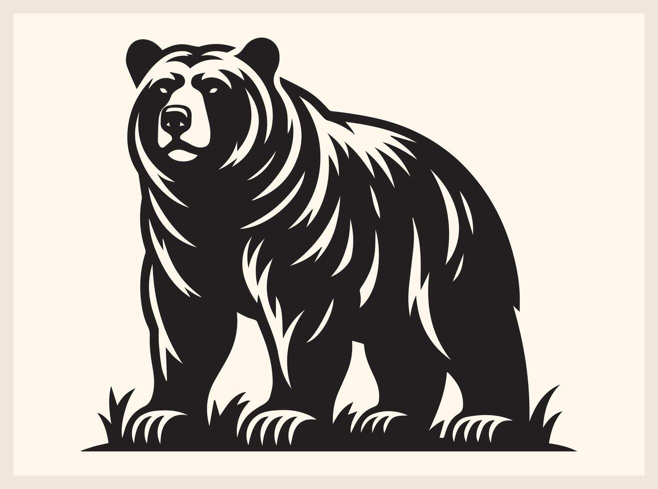 Fierce Wild Bear Silhouette Roaming in the Wilderness vector