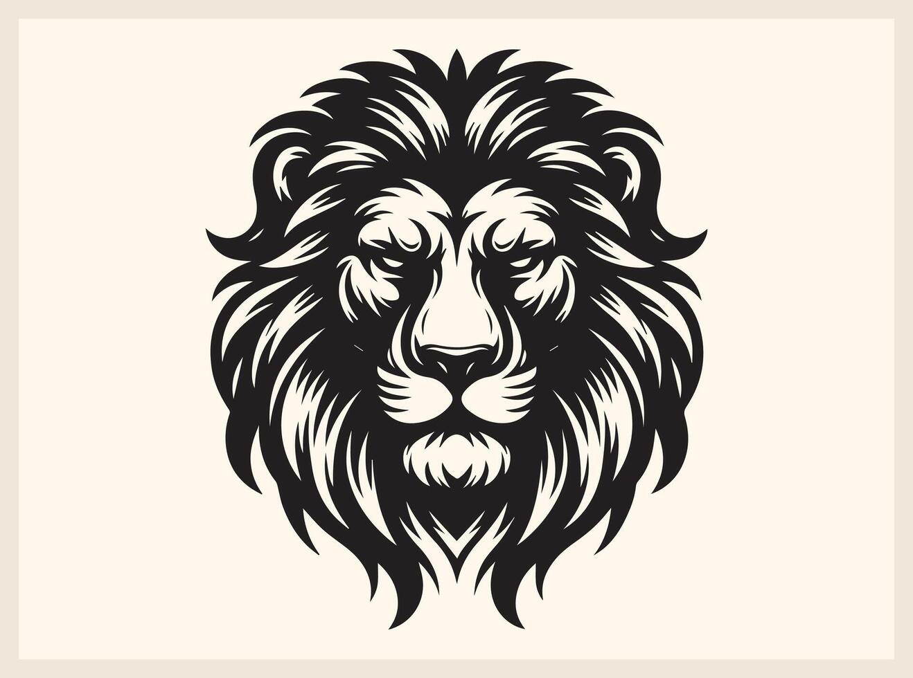 Fierce Lion Face Silhouette with Intense Eyes vector
