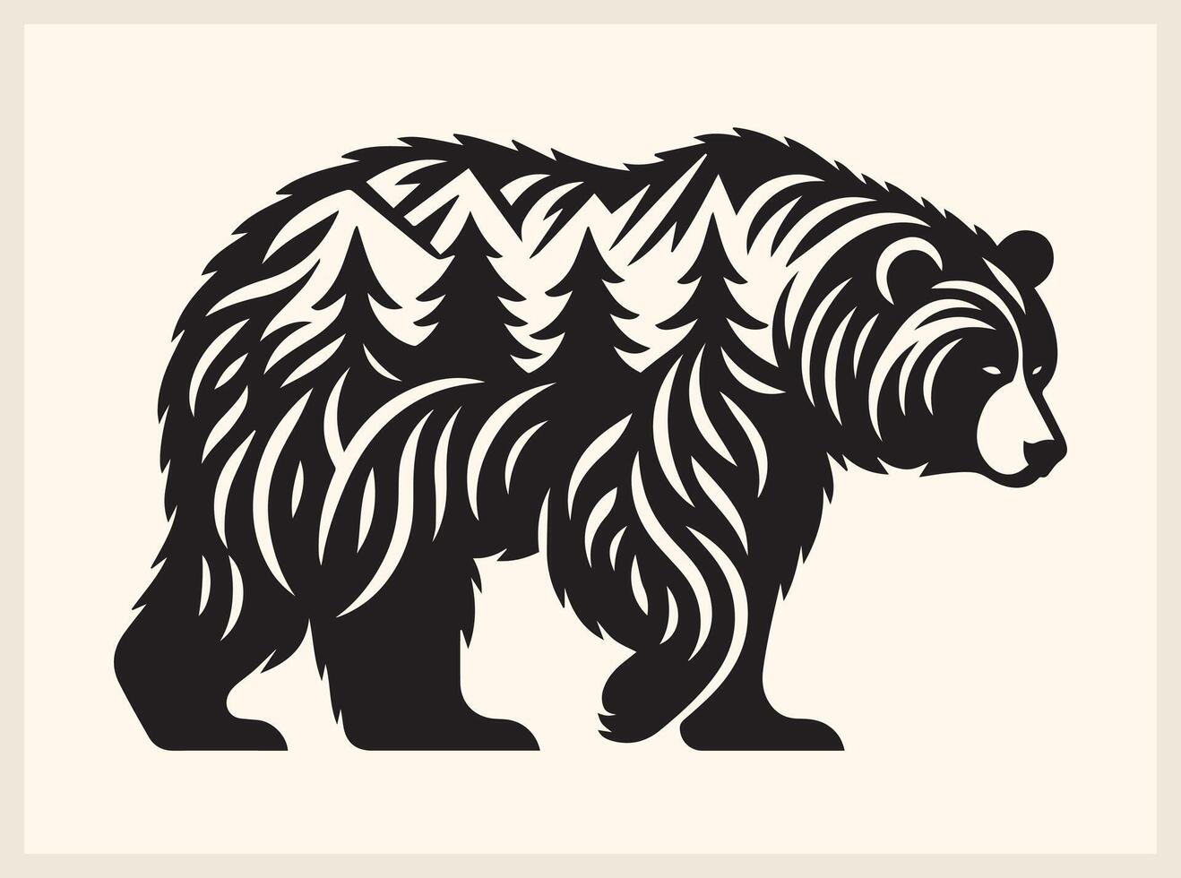 Powerful Wild Bear Silhouette for Tribal and Rustic Designs vector