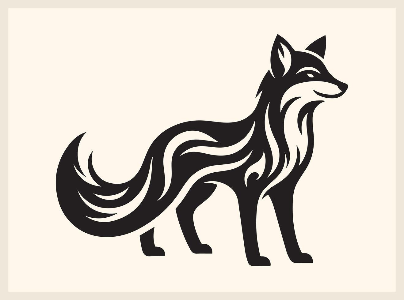 Majestic Fox Silhouette Walking Through the Forest vector