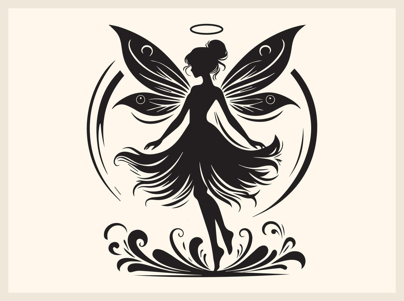 Enchanted Fairy Silhouette with Tinkerbell-Inspired Style vector
