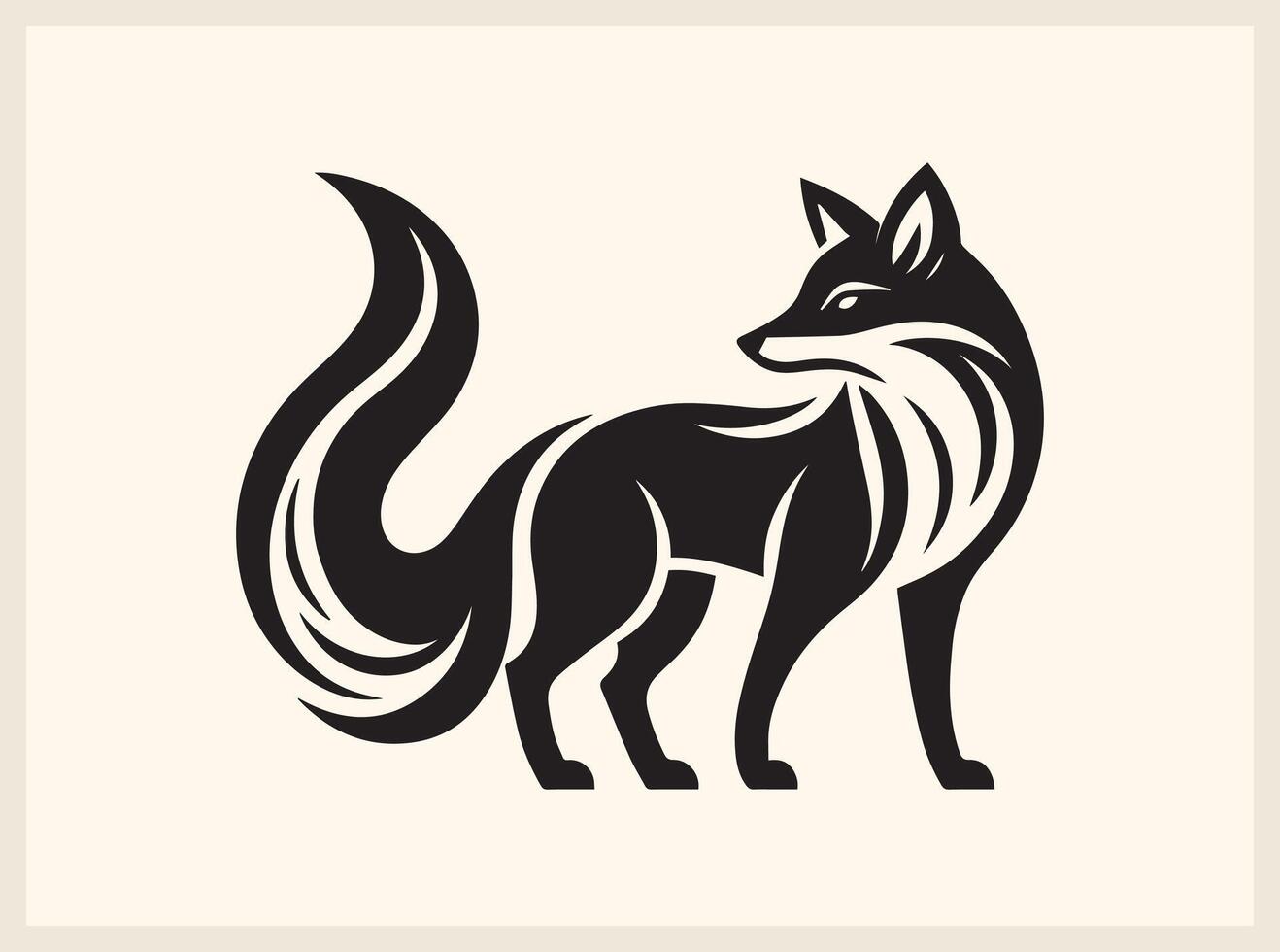 Fox Silhouette with Detailed Features and Tail vector