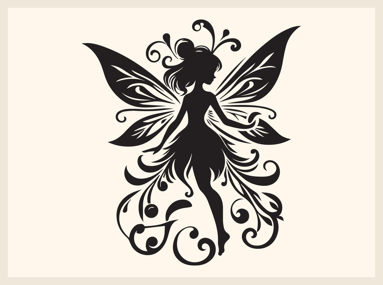 Fairy Silhouette in a Beautiful, Mystical Setting vector