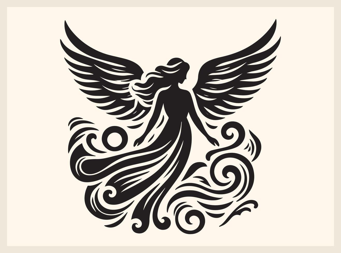 Enchanting Angel Silhouette in a Peaceful Flight vector
