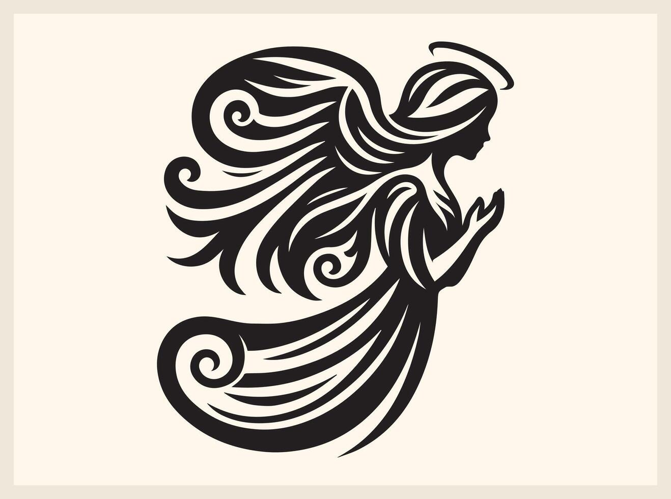 Angel Silhouette with Glowing Halo and Spread Wings vector