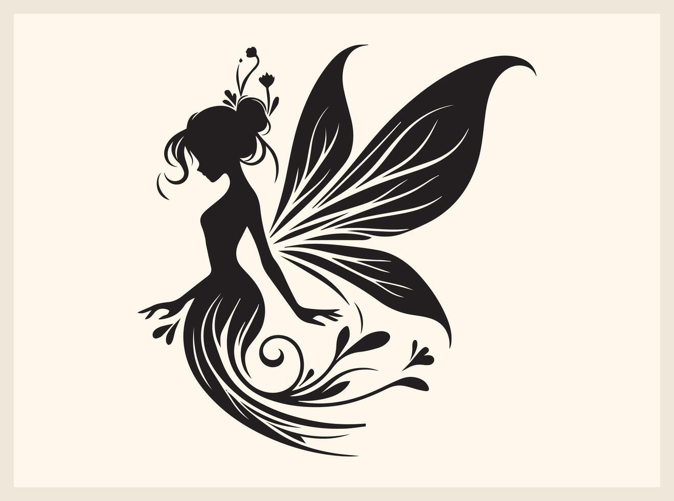 Mystical Fairy Silhouette with Sparkling Wings vector