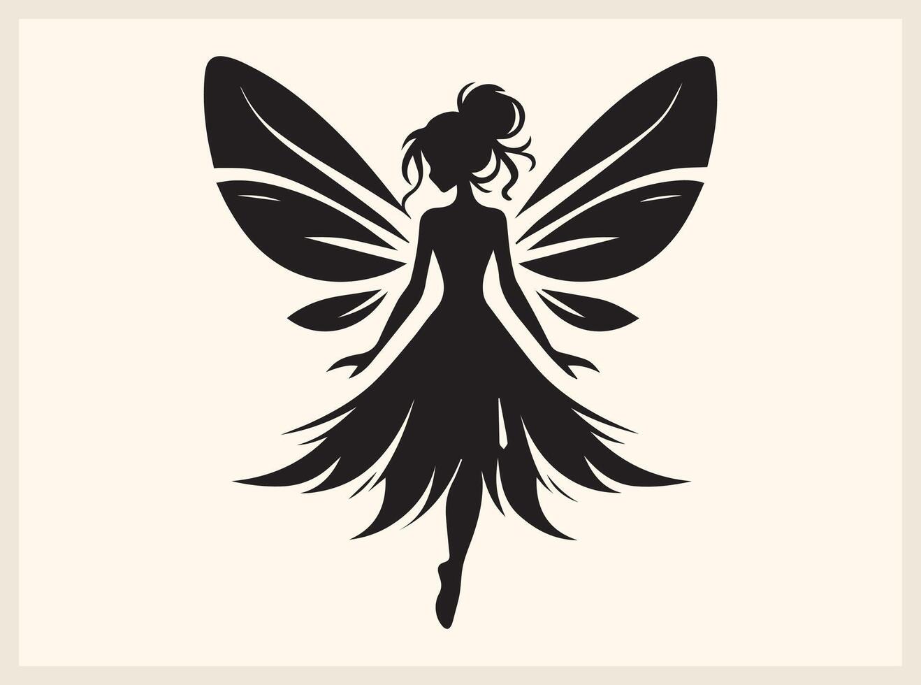 Fairy Silhouette Surrounded by Flowers and Magic vector