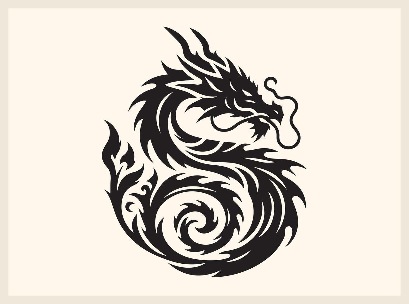 Detailed Dragon Silhouette with Sharp Claws and Tail vector