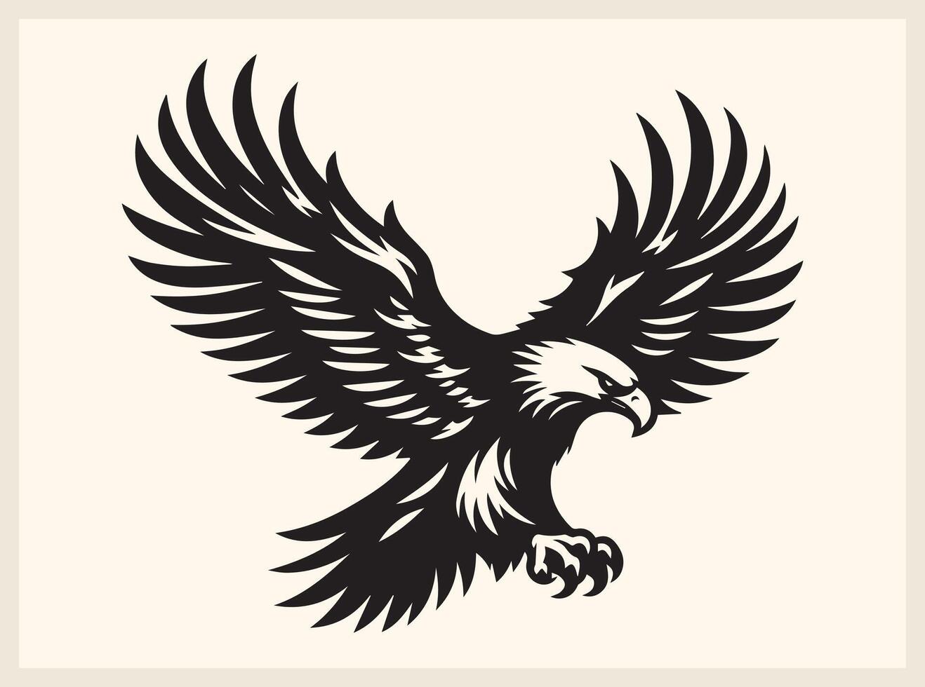 Powerful Eagle Silhouette Soaring High with Majestic Wings Spread vector