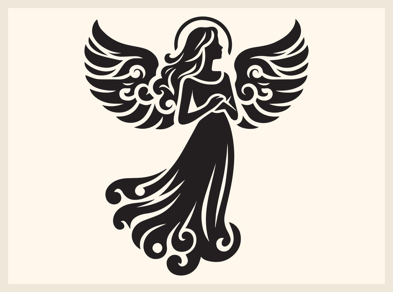 Angel Silhouette in Prayer with Folded Hands vector