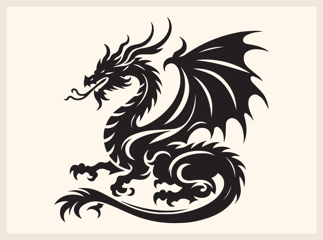 Strong Dragon Silhouette with Sharp Claws vector