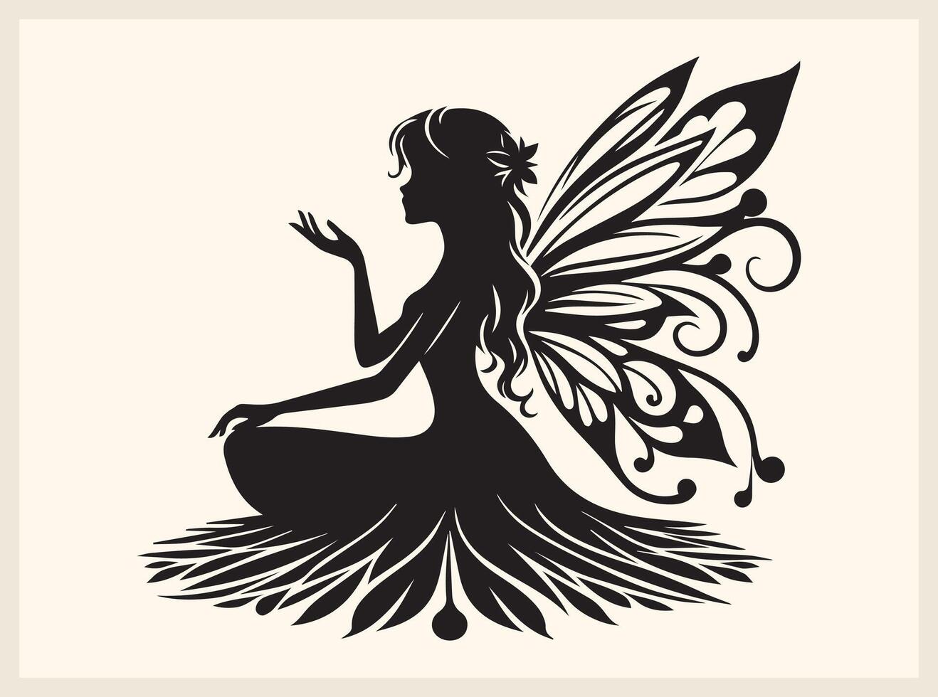 High Quality Fairy Silhouette for Fantasy Designs vector