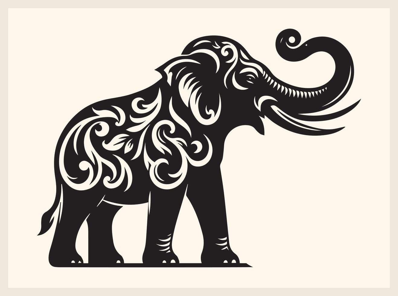 Elegant Elephant Silhouette Walking Through the Savannah vector