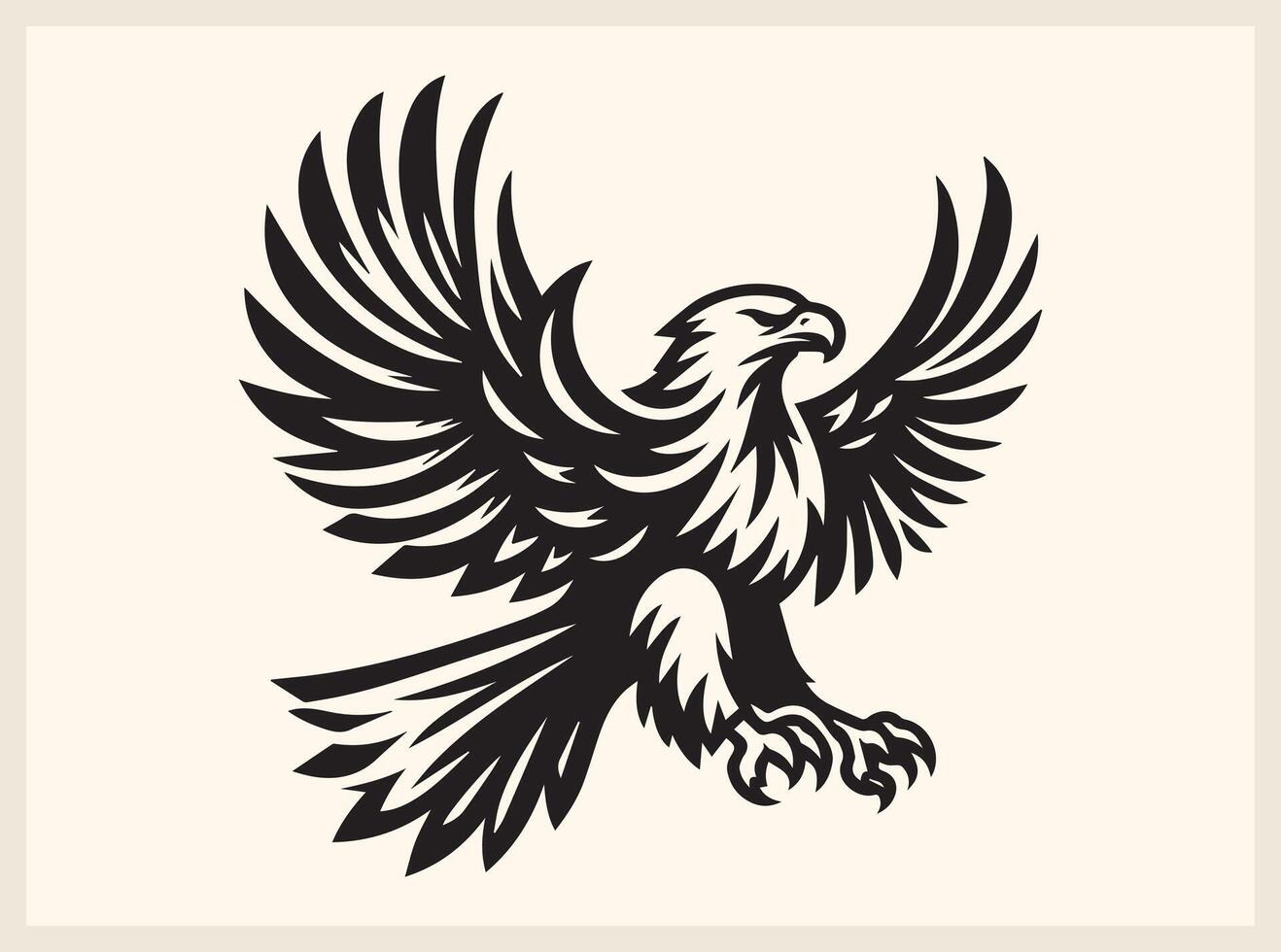 Fierce Eagle Silhouette with Sharp Beak and Claws vector