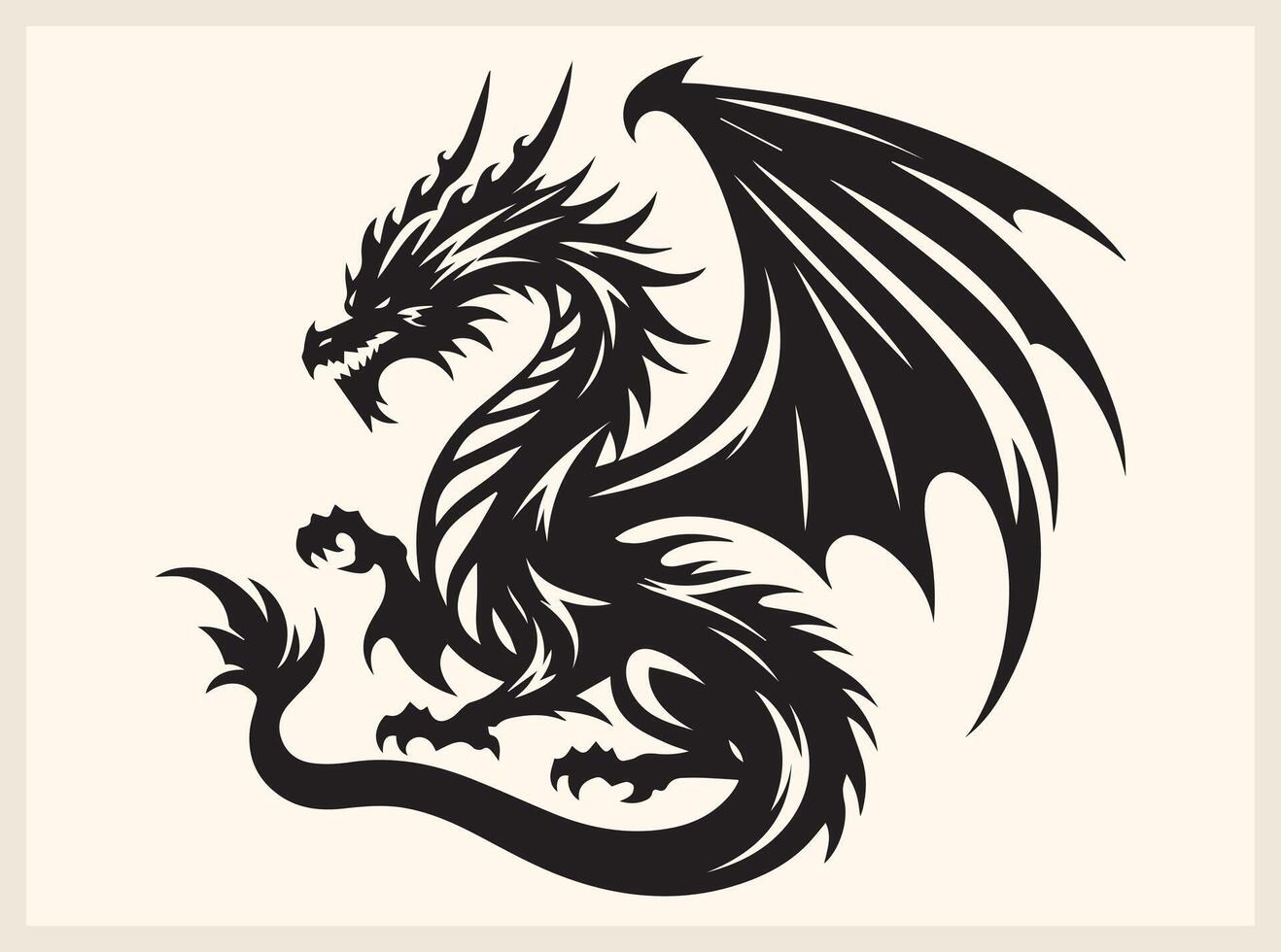 Mythical Dragon Silhouette for Creative Art vector