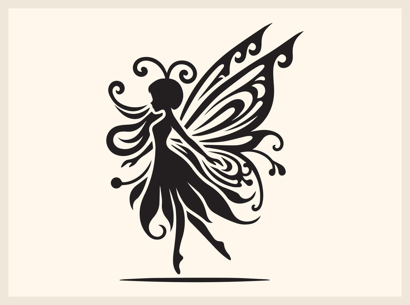 Silhouette of a Fairy with Sparkling Wings and Gentle Pose vector