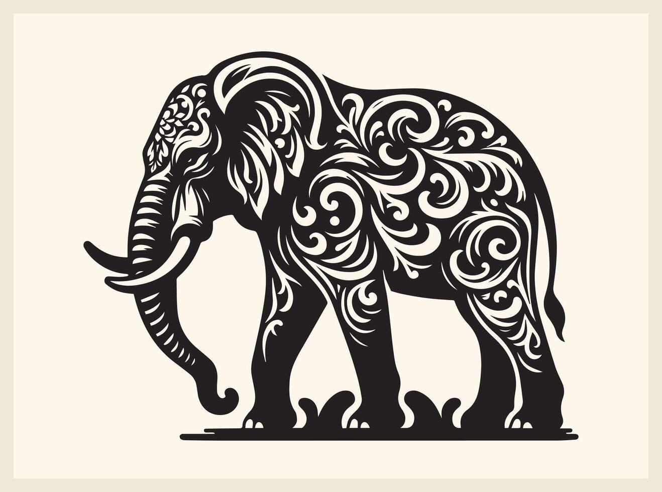 Elegant Elephant Silhouette Walking Gracefully vector