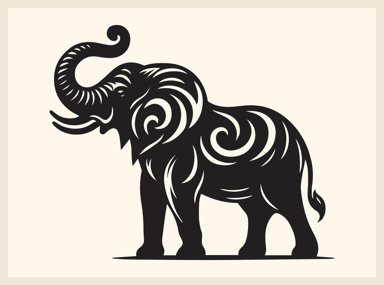 Majestic Elephant Silhouette with Large Ears and Trunk vector