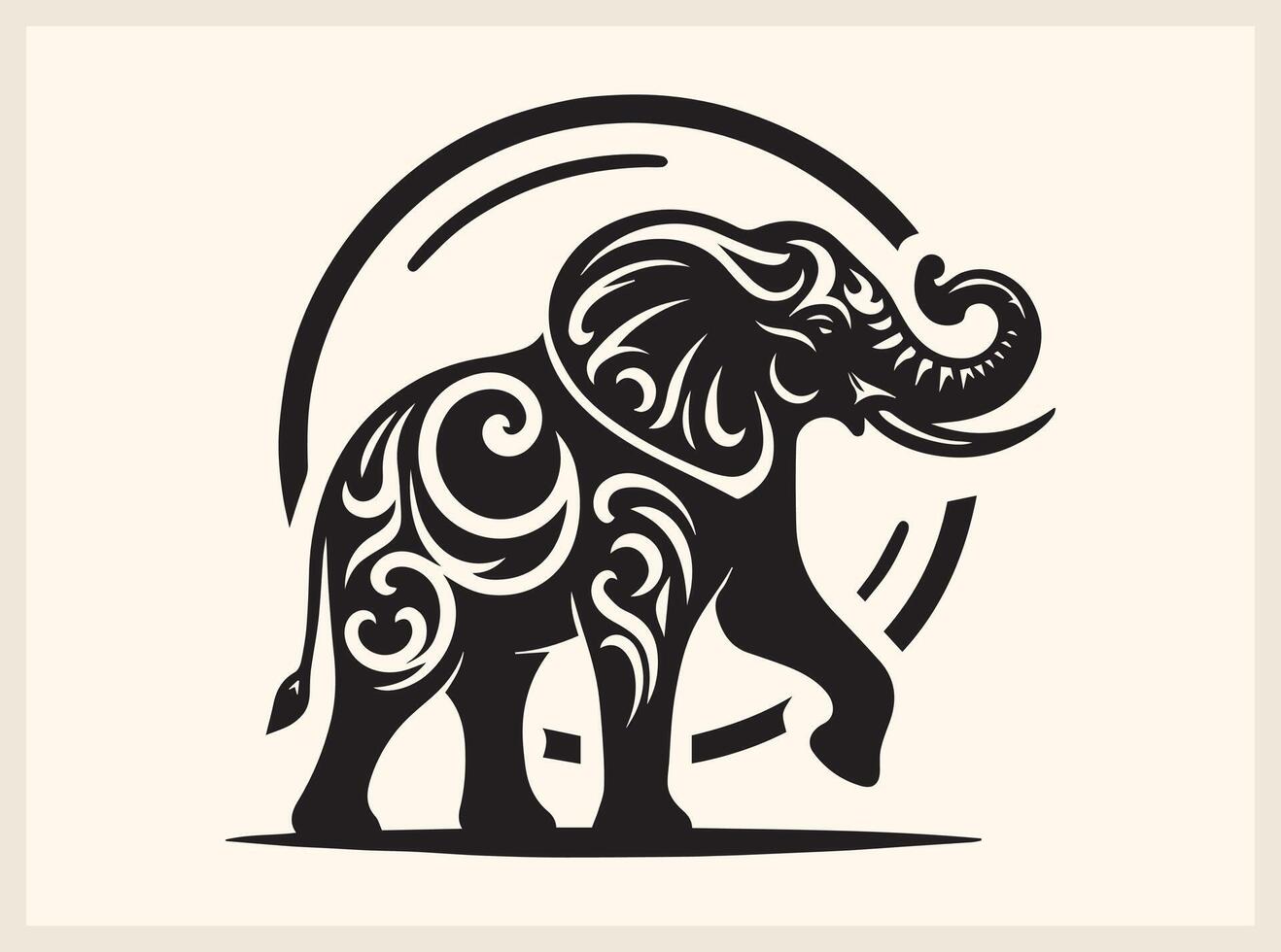 Powerful Elephant Silhouette Standing Tall in the Wild vector
