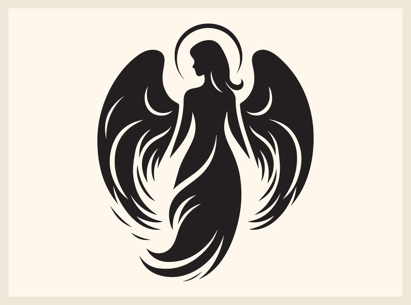 Majestic Angel Silhouette Floating in the Sky vector